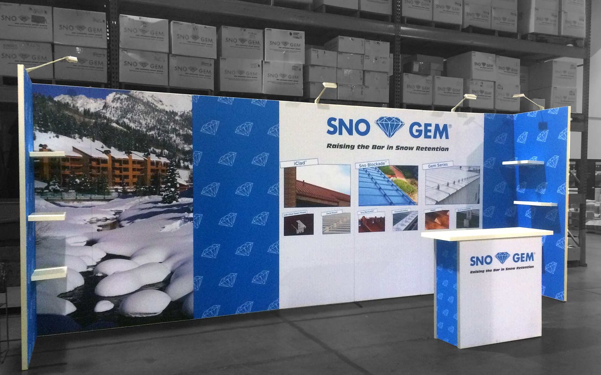 Sno Gem Trade Show Booth - Angled